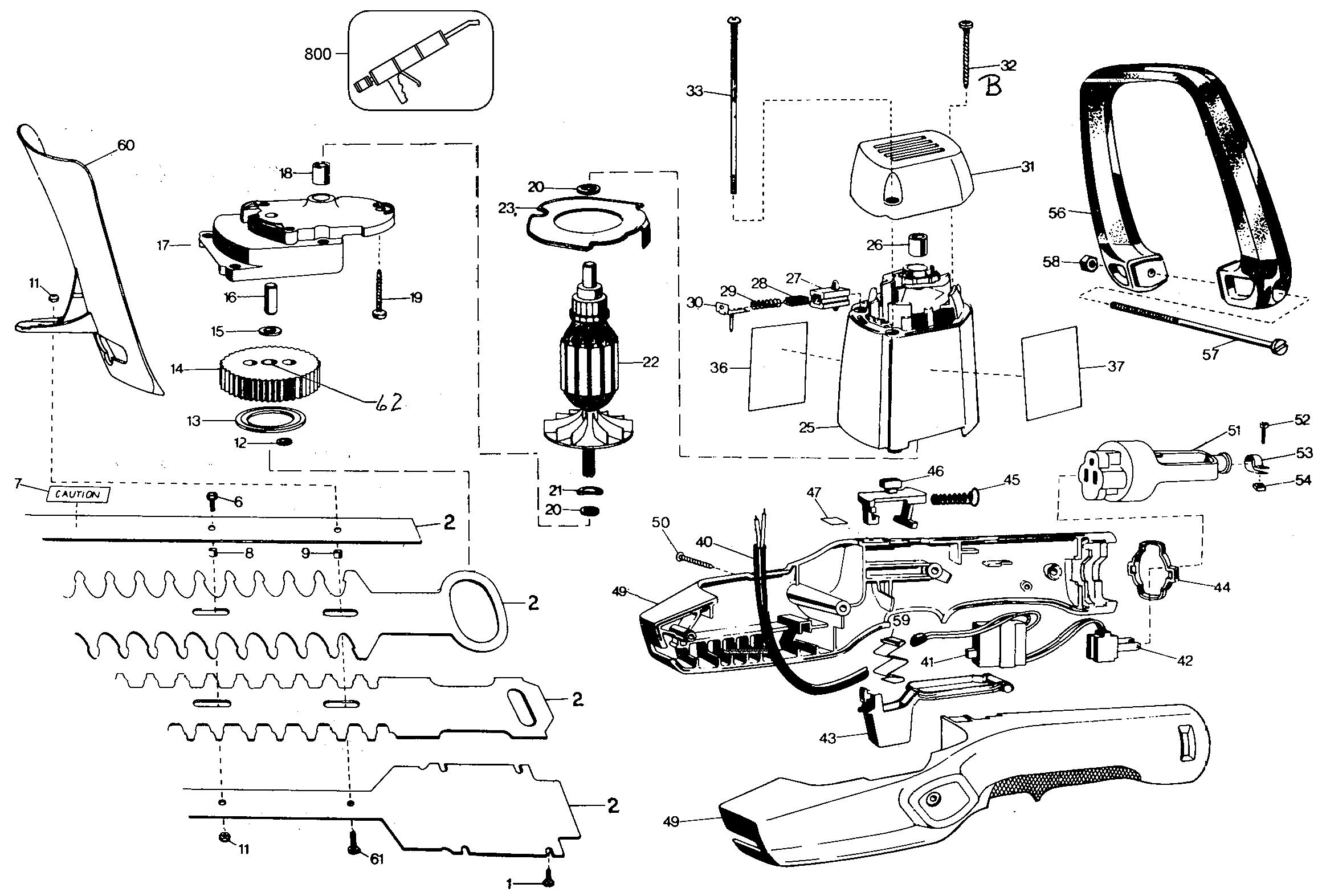 Default Diagram and Parts List for B8144 Type 21 Black and Decker Trimmer